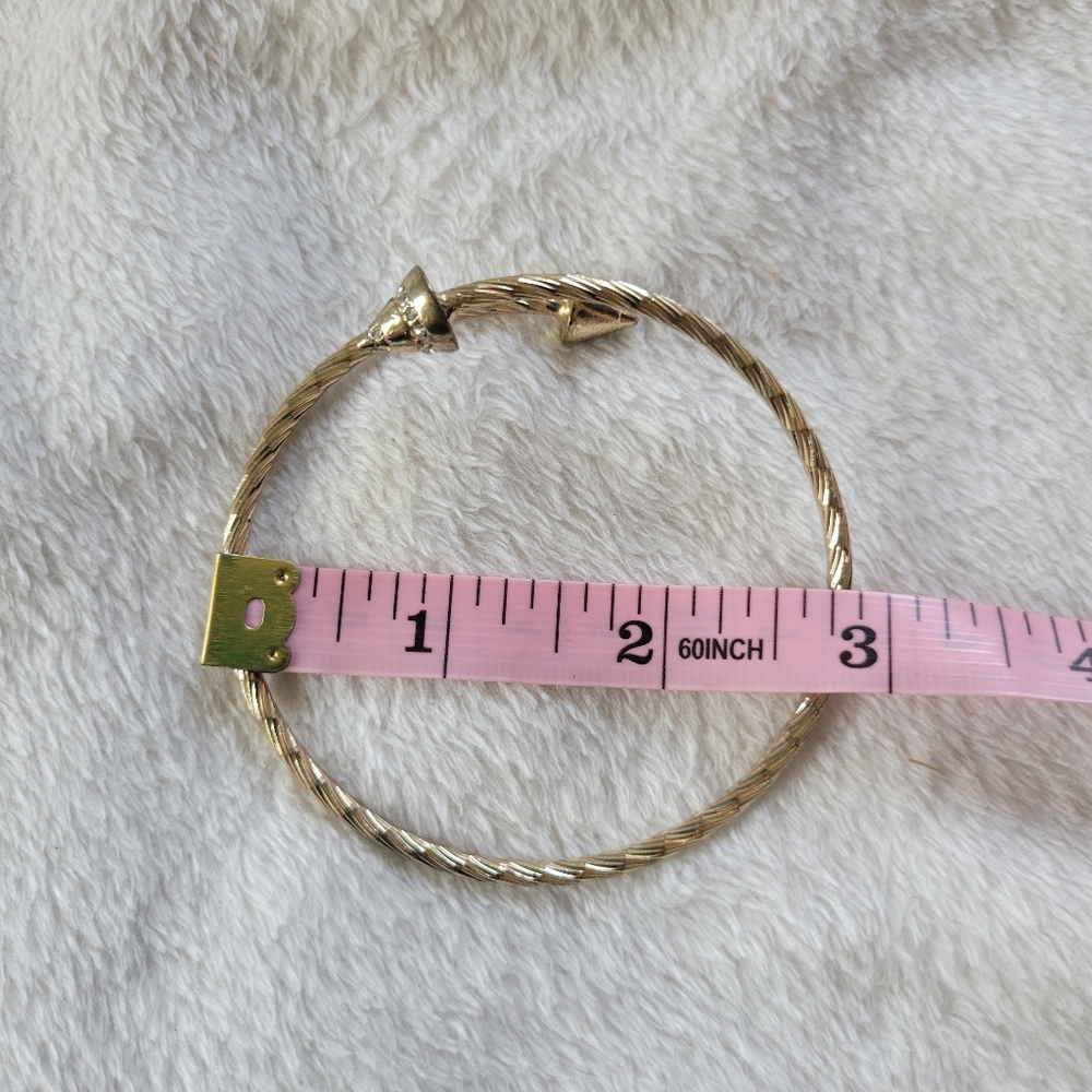EUC Elegant Gold Tone Open Coil Spiked Bangle Bracelet - Picture 8 of 9